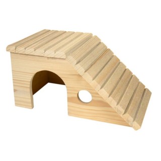 Domek myš šikmý bok 16,5x10,5x10cm dřevo, přírodní AKCE